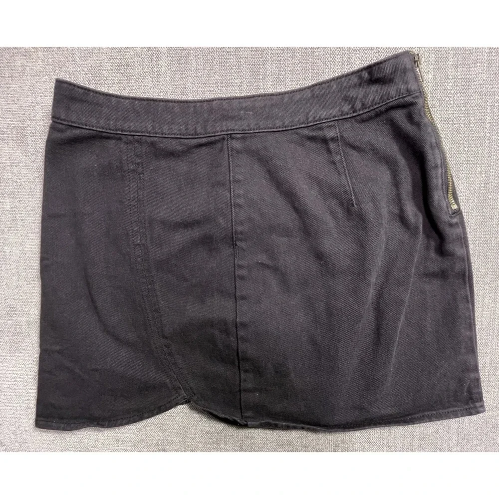 PacSun Womens 27 Black Denim Asymmetric Hem Mini Skirt Side Zip Streetwear